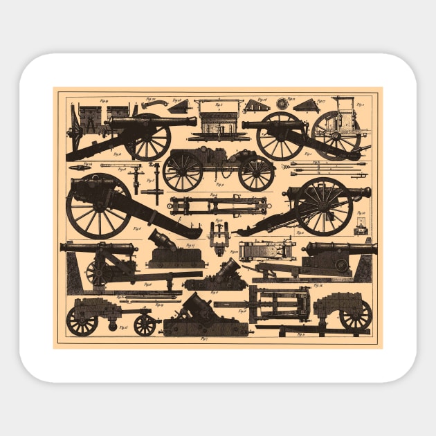 Vintage Illustration of Cannons & Artillery (1907) Sticker by Bravuramedia